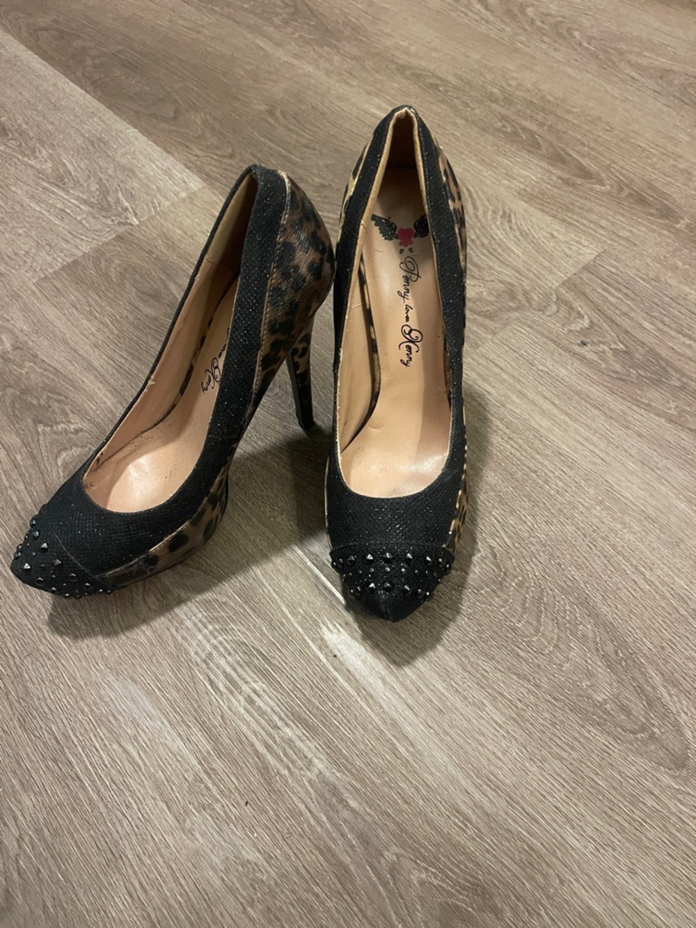 Black Leopard Print Studded High Heel Pumps - Guess by Marciano Style